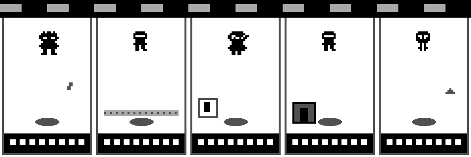 5 pixel art character sprites: musician, wanderer, scout, hut builder, brand NPC